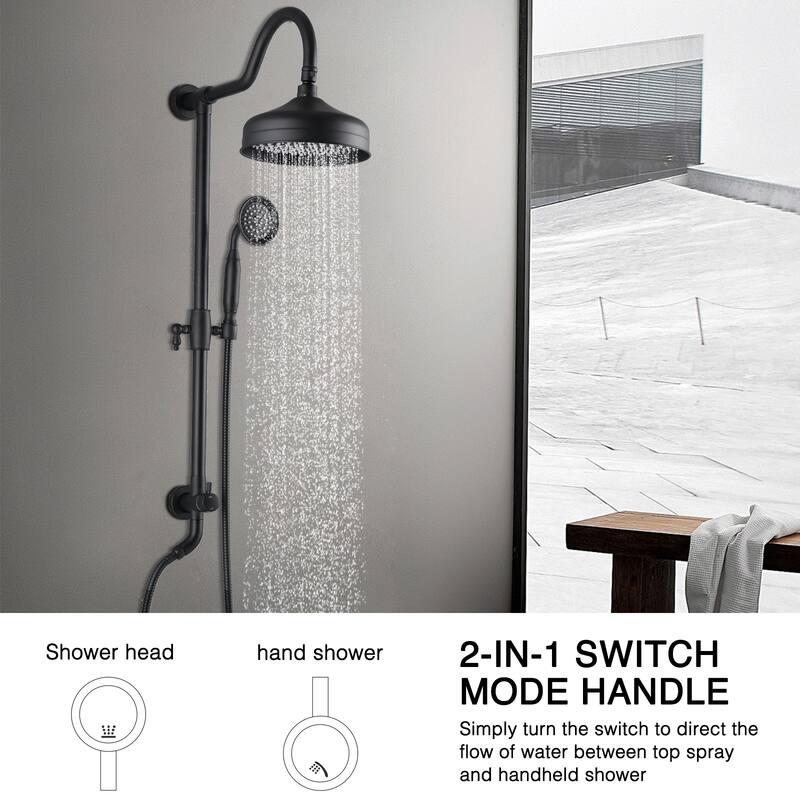 8" Rain Showerhead and Hand Shower, Rainfall Shower System with High